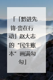 「黔进先锋·贵在行动」赵大志的“民生账本”画满勾勾