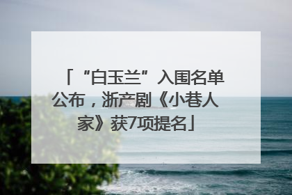 “白玉兰”入围名单公布，浙产剧《小巷人家》获7项提名