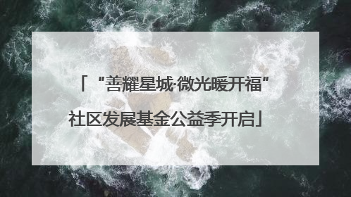 “善耀星城·微光暖开福”社区发展基金公益季开启