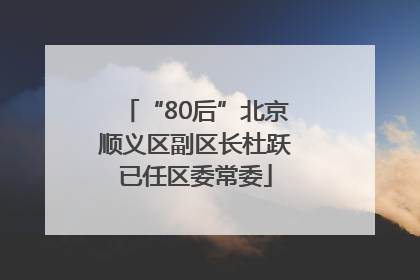 “80后”北京顺义区副区长杜跃已任区委常委