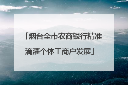 烟台全市农商银行精准滴灌个体工商户发展
