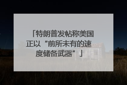 特朗普发帖称美国正以“前所未有的速度储备武器”