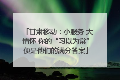 甘肃移动：小服务 大情怀 你的“习以为常”便是他们的满分答案
