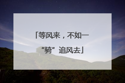等风来，不如一“骑”追风去