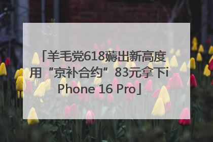 羊毛党618薅出新高度 用“京补合约”83元拿下iPhone 16 Pro