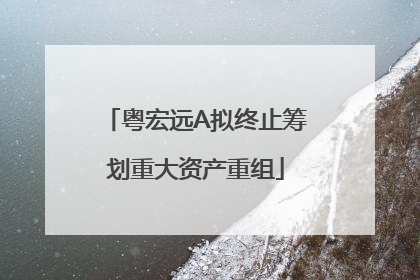粤宏远A拟终止筹划重大资产重组