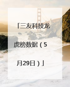 三友科技龙虎榜数据（5月29日）