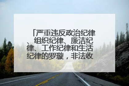 严重违反政治纪律、组织纪律、廉洁纪律、工作纪律和生活纪律的罗璇，非法收受他人巨额财物