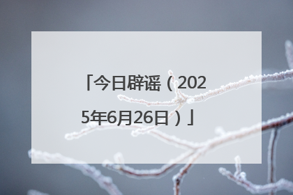 今日辟谣（2025年6月26日）
