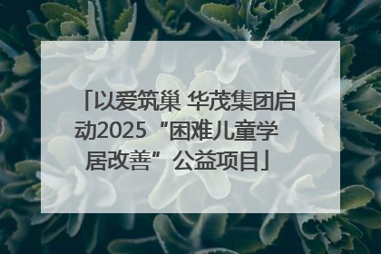 以爱筑巢 华茂集团启动2025“困难儿童学居改善”公益项目