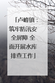 卢峰镇：筑牢防汛安全屏障 全面开展水库排查工作