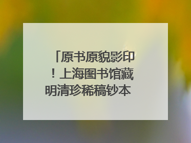 原书原貌影印！上海图书馆藏明清珍稀稿钞本整理出版
