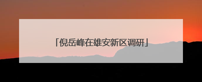 倪岳峰在雄安新区调研