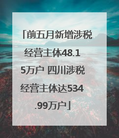 前五月新增涉税经营主体48.15万户 四川涉税经营主体达534.99万户