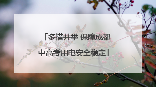 多措并举 保障成都中高考用电安全稳定