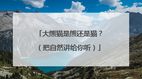 大熊猫是熊还是猫？（把自然讲给你听）