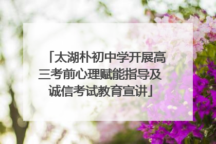 太湖朴初中学开展高三考前心理赋能指导及诚信考试教育宣讲
