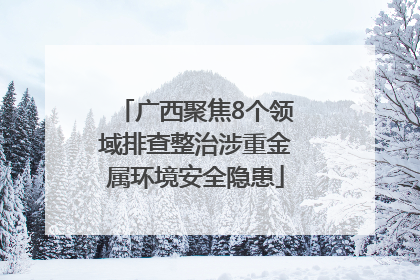 广西聚焦8个领域排查整治涉重金属环境安全隐患