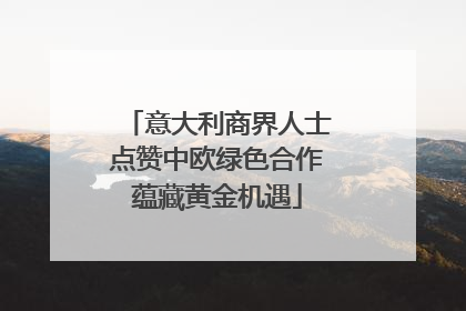意大利商界人士点赞中欧绿色合作蕴藏黄金机遇