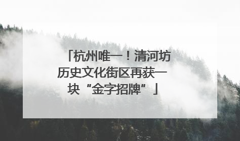 杭州唯一！清河坊历史文化街区再获一块“金字招牌”