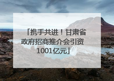 携手共进！甘肃省政府招商推介会引资1001亿元