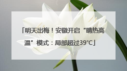 明天出梅！安徽开启“晴热高温”模式：局部超过39℃