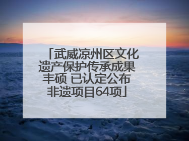 武威凉州区文化遗产保护传承成果丰硕 已认定公布非遗项目64项