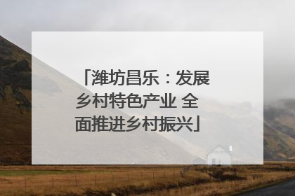 潍坊昌乐：发展乡村特色产业 全面推进乡村振兴