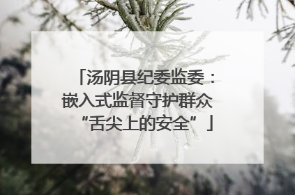 汤阴县纪委监委：嵌入式监督守护群众“舌尖上的安全”