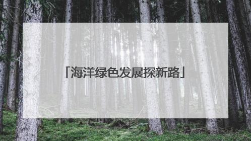 海洋绿色发展探新路