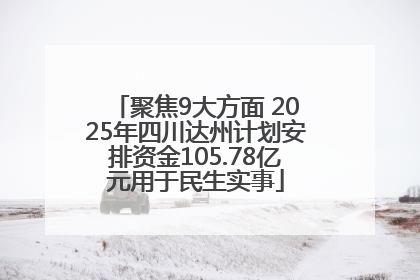 聚焦9大方面 2025年四川达州计划安排资金105.78亿元用于民生实事