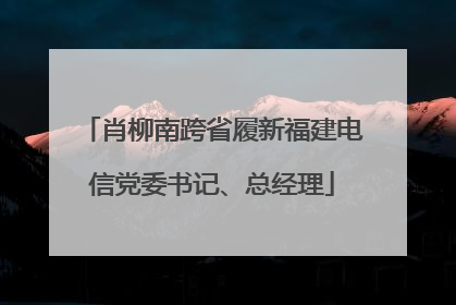 肖柳南跨省履新福建电信党委书记、总经理