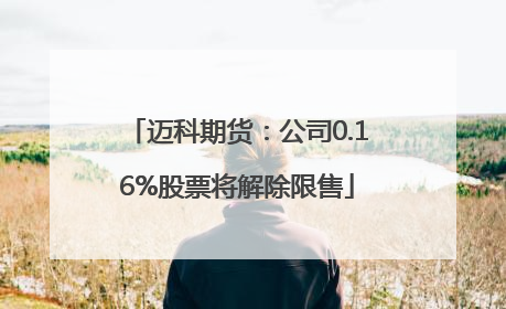 迈科期货：公司0.16%股票将解除限售