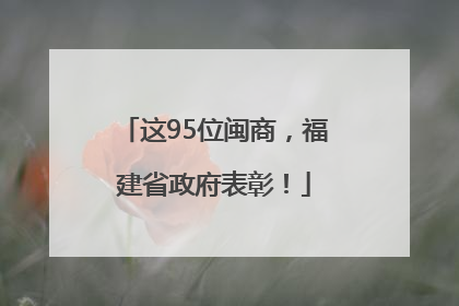 这95位闽商，福建省政府表彰！