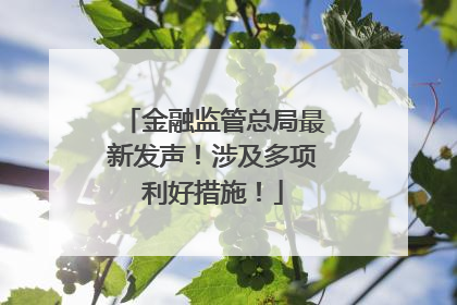 金融监管总局最新发声！涉及多项利好措施！