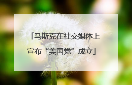 马斯克在社交媒体上宣布“美国党”成立