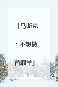马斯克：不想做替罪羊