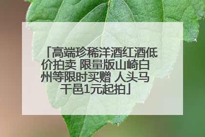 高端珍稀洋酒红酒低价拍卖 限量版山崎白州等限时买赠 人头马干邑1元起拍