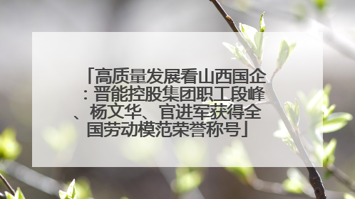 高质量发展看山西国企：晋能控股集团职工段峰、杨文华、官进军获得全国劳动模范荣誉称号