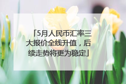 5月人民币汇率三大报价全线升值，后续走势将更为稳定